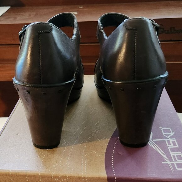 Dansko wedge heels sz 37 sz 7 leather mushroom Franka EUC - Picture 4 of 6